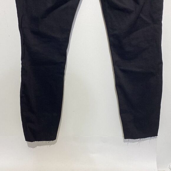 Frame Denim Women's Black Cut-Off Hem Solid Cotton Blend Skinny Jeans Size 31 - Picture 4 of 10